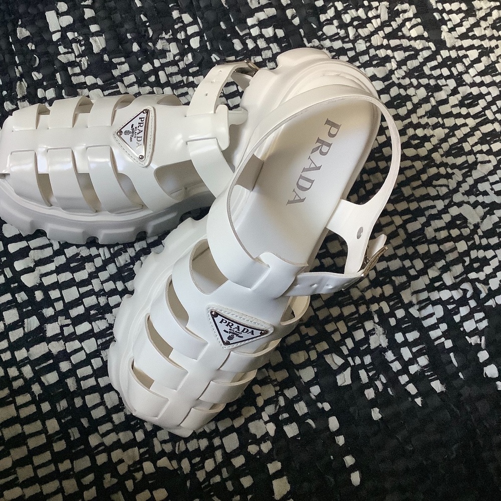 Prada rubber wedge platform  sandals